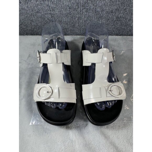 Alegria womens size 9  EURO 39 White Leather Sandals With Buckles slip on - Picture 10 of 16